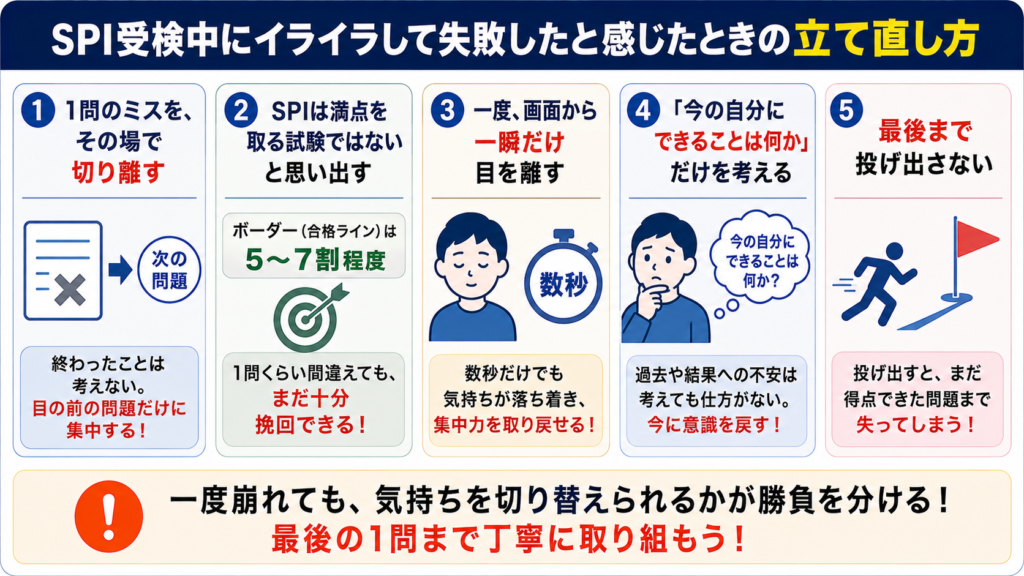 SPI受検中にイライラして失敗したと感じたときの立て直し方