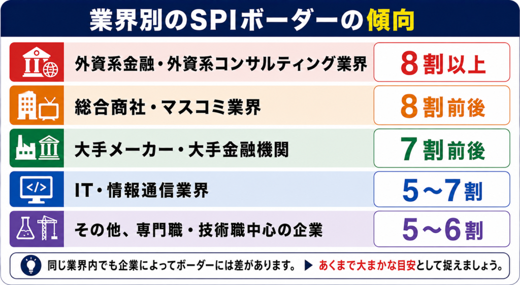 業界別のSPIボーダーの傾向