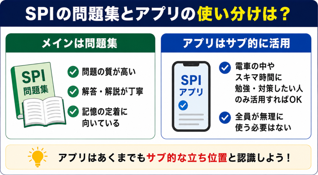 SPIの問題集とアプリの使い分け