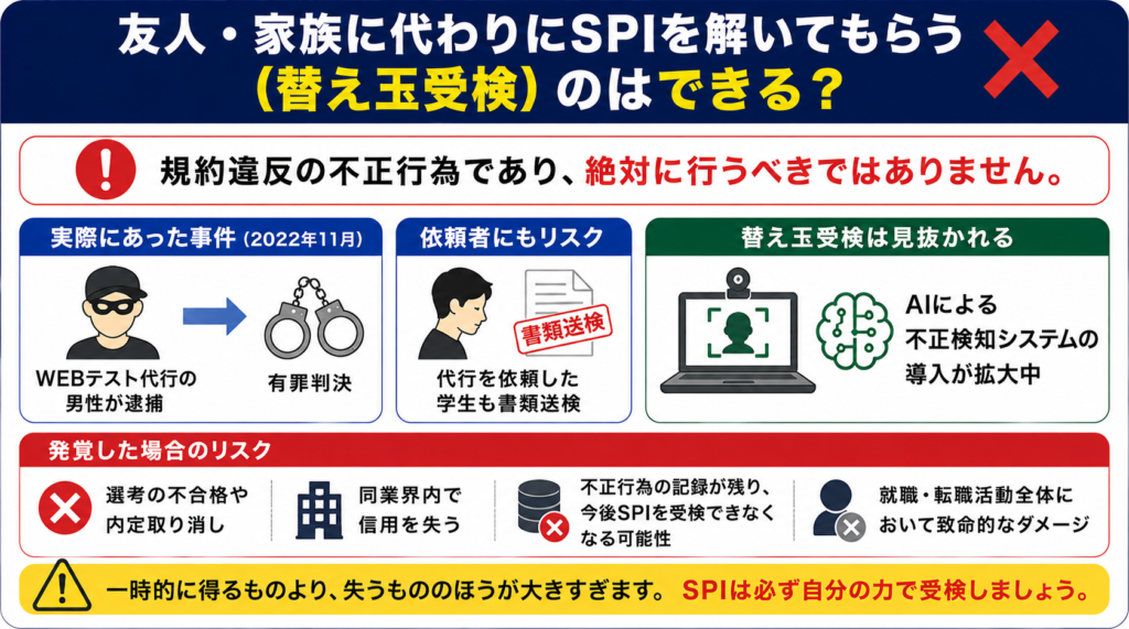 友人・家族に代わりにSPIを解いてもらう（替え玉受検）のはできるのか