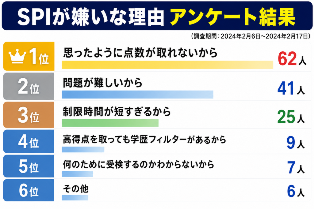 SPIが嫌いな理由のアンケート結果